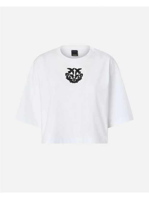 T-shirt cropped con ricamo Love Birds PINKO | 106814A3AM/Z04